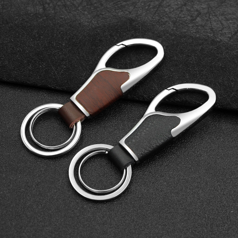 男士贴皮钥匙扣商务真皮汽车金属腰挂淘宝爆款logo贴皮三代