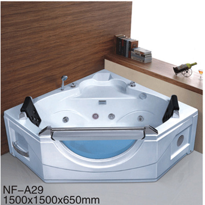 智能浴缸三角亞克力浴缸廠家批發沖浪按摩浴缸雙人靠牆式扇形浴盆