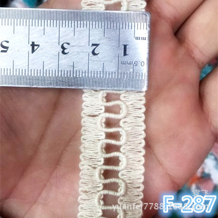 F-287棉线盘带线楼梯格曲线特种工艺花边辅料宽2.3厘米现货批发