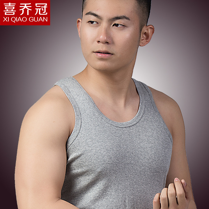 男士背心纯棉夏季圆领健身细螺纹运动打底男款工字背心批发青少年|ru