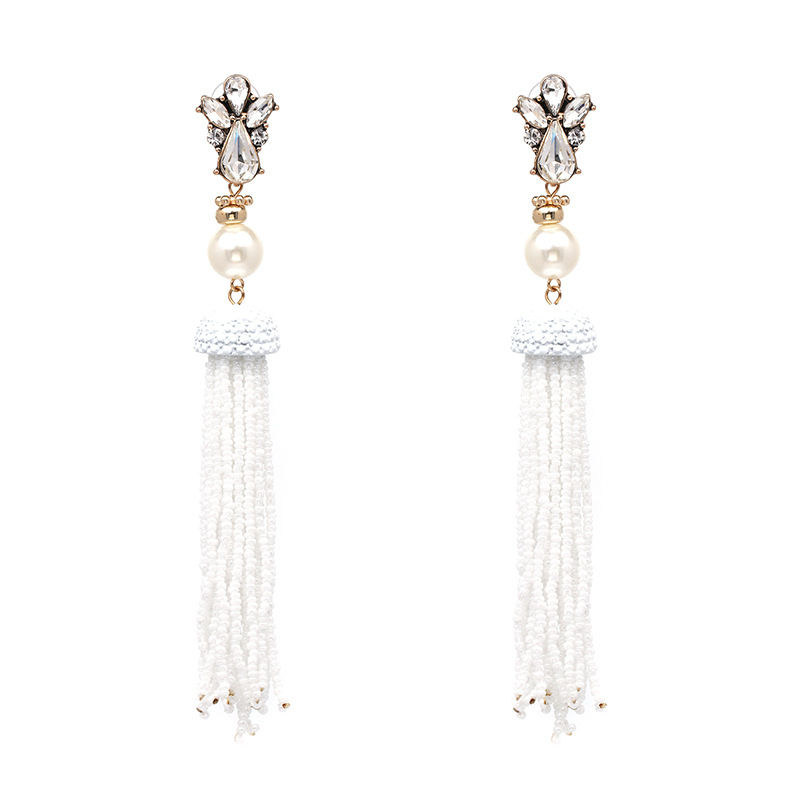 Earrings Bohemian National Style Long Tassel Earrings European And American Style Rice Beads Earrings Jewelry display picture 15