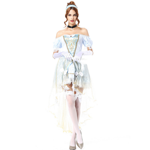 2018 new real-time Princess sky blue dress fairy tale retro palace Party Costume stage performance dress