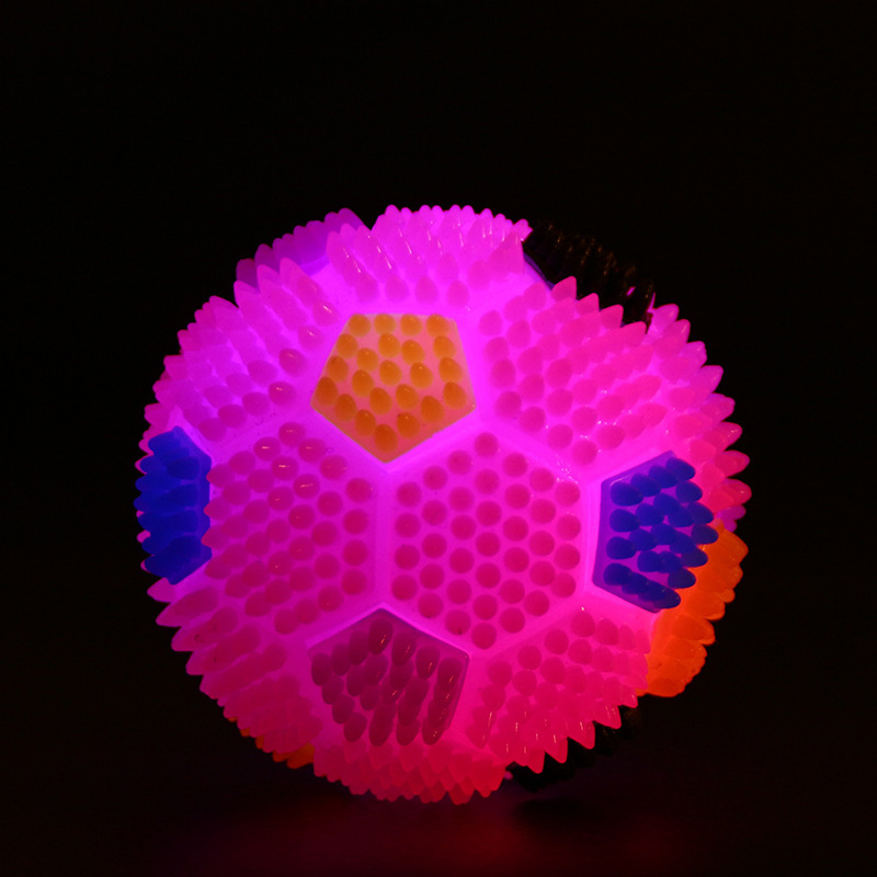 Dog toy light-emitting sound pet toy ball led spiked football bouncy ball pet training toy 7.5cm