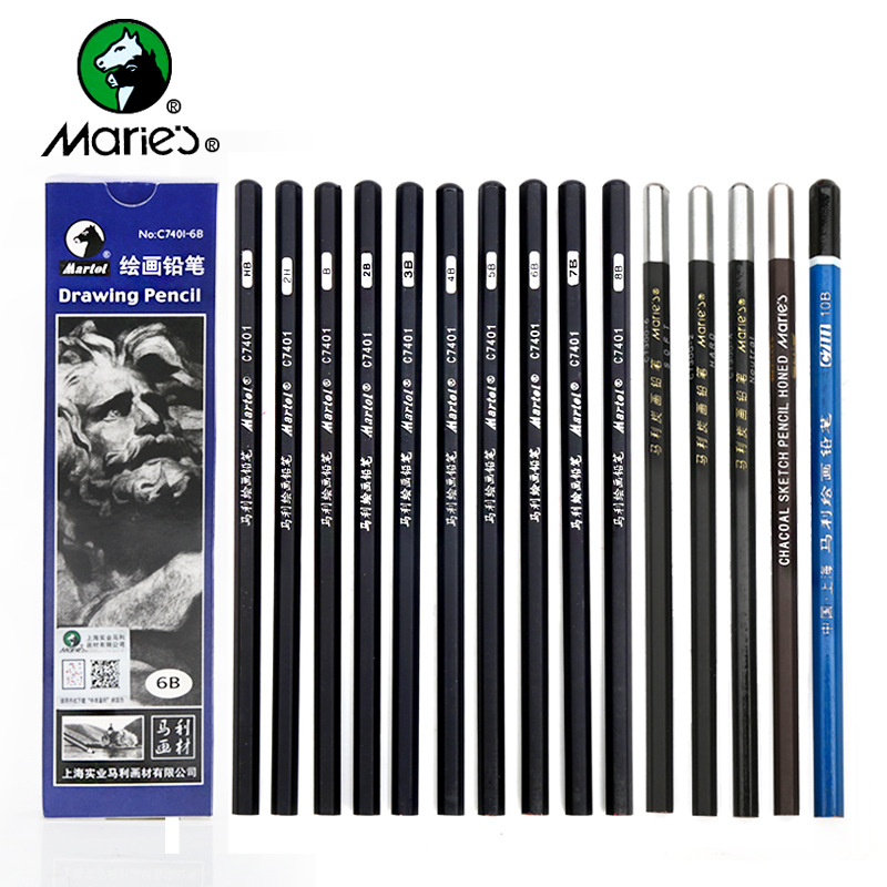 绘岳马利7401铅笔素描铅笔绘画 2b绘图铅笔14b画画铅笔炭笔碳笔|ms