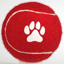 廠家牢固印刷LOGO廣告促銷紅色毛呢無壓橡膠一級環保寵物網球