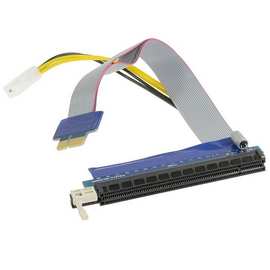 EP-028 PCI-E 1X转16X显卡延长线 1X转16X转接卡加强版外接电源线