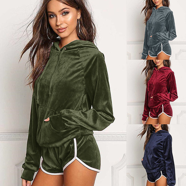 New Women’s Hat Pocket Jacket and Leisure Shorts Sports Suit