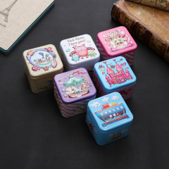 方形浮雕馬口鐵盒 創意卡通收納小鐵盒 糖果雜物飾品印章收納鐵盒