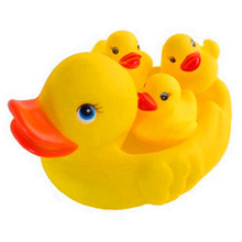 嬰兒洗澡小黃鴨 寶寶戲水鴨子一大三小網袋母子鴨套裝熱賣玩具
