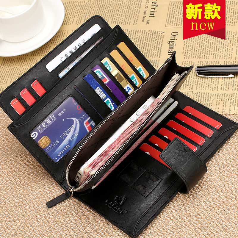 圣宝狼男士钱包长款钱男拉链钱夹时尚男手包多功能皮夹潮厂家直销