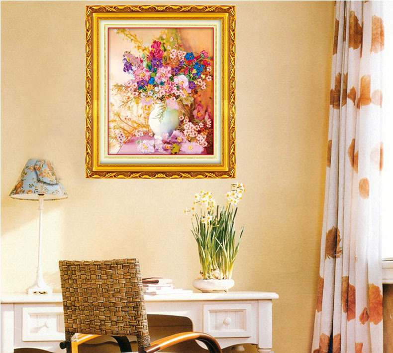 Oujin nianhua cinta bordado fábrica directa color impresión colgante pintura floral fragancia sala de estar entrada pintura decorativa