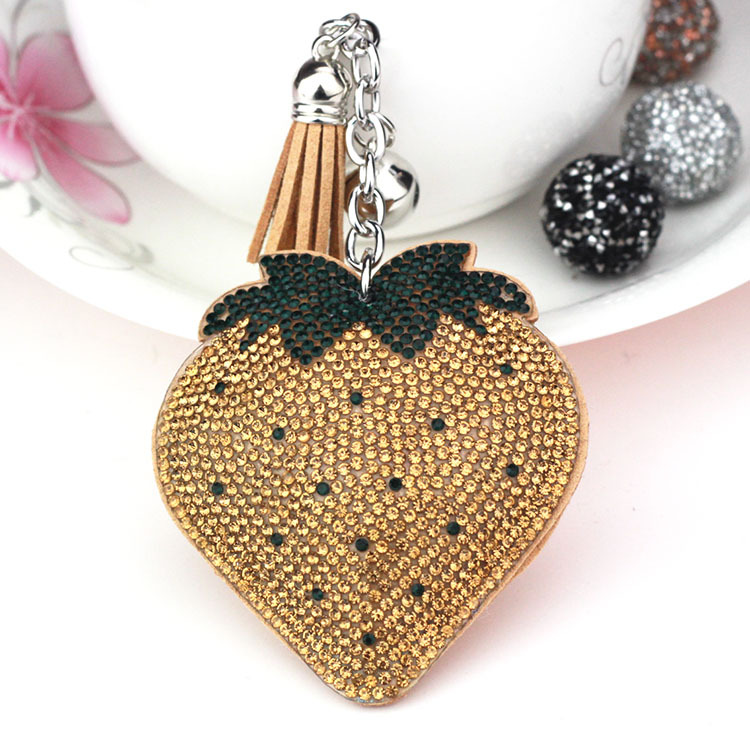 35g Weight Keychain Classification 1 Piece Quantity Daily Occasion Flannel Material Fruit, Strawberry Pattern Women's Gender Diamond Design Glam, Cute Style 1 Piece Glam Cute Fruit Strawberry Flannel Diamond Women's Keychain 7