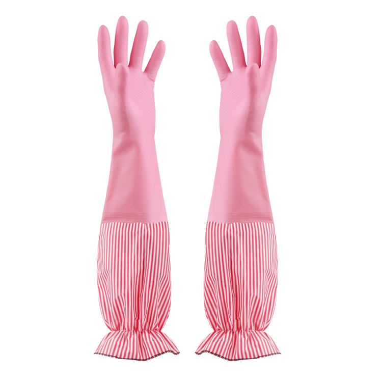 Shu moda copiado a mano forrado de lana caliente guantes domésticos limpieza de la cocina durable lavavajillas guantes de goma