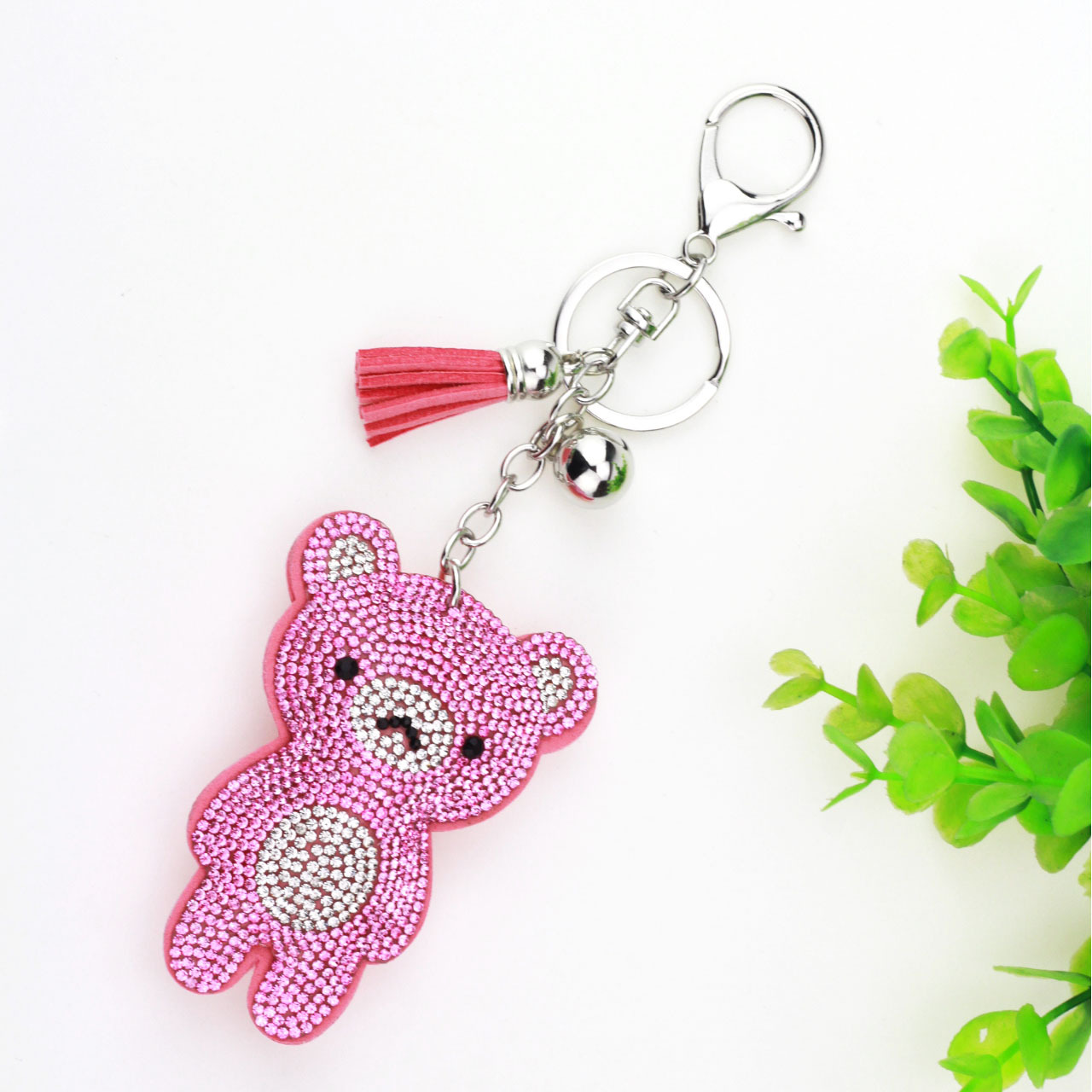 35g Weight Keychain Classification 1 Piece Quantity Daily Occasion Flannel Material Bag, Bear Pattern Women's Gender Diamond Design Cute, Korean Style Style 1 Piece Bag Bear Keychain Flannel Women's Cute Korean Style Keychain 2