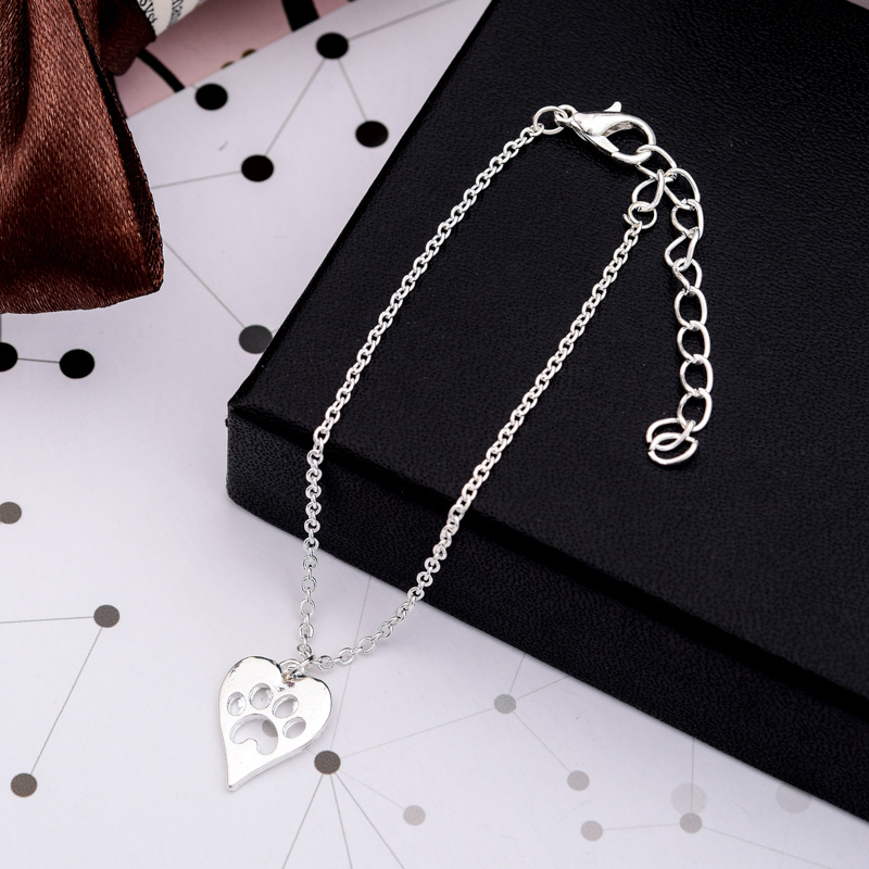 New Bracelet Hollow Love Peach Heart Bracelet Cute Cat Claw Dog Claw Footprint Palm Print Bracelet Anklet display picture 4