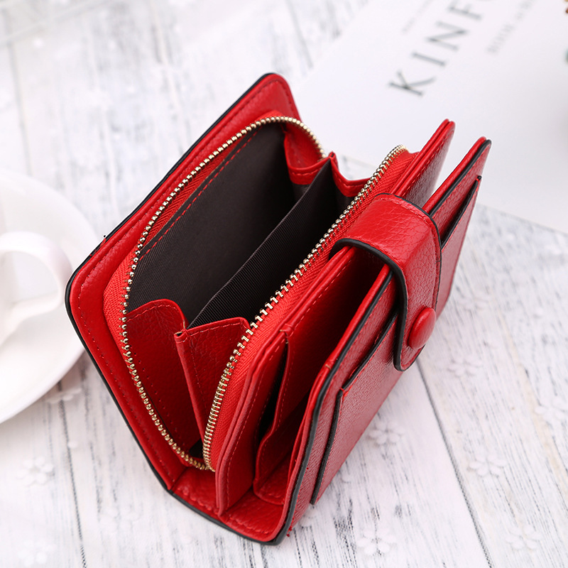 Piroyce Wallet Women's 20% Off Short Korean Lychee Pattern Women's Change Position Multifunctional Buckle Wallet