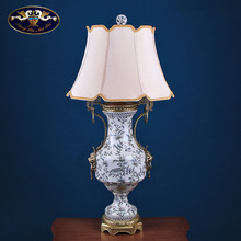 美式创意陶瓷配铜台灯简约家居饰品客厅装饰灯卧室床头灯软装摆件