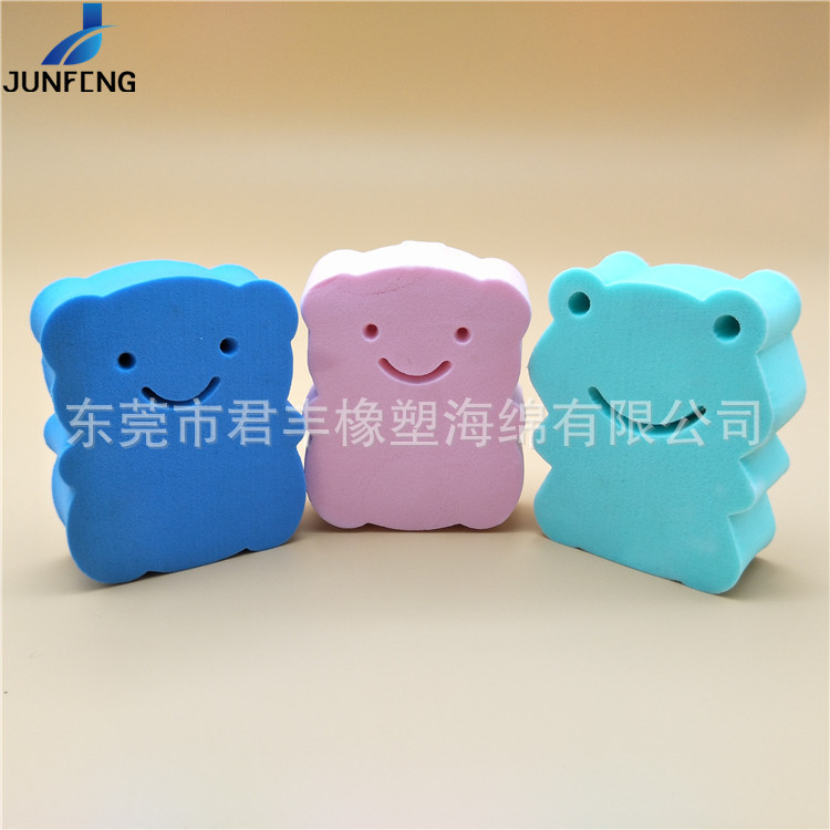 PVA搓澡棉 卡通俏皮熊绵定制P卡通泡沫棉  吸水宝宝清洁海绵