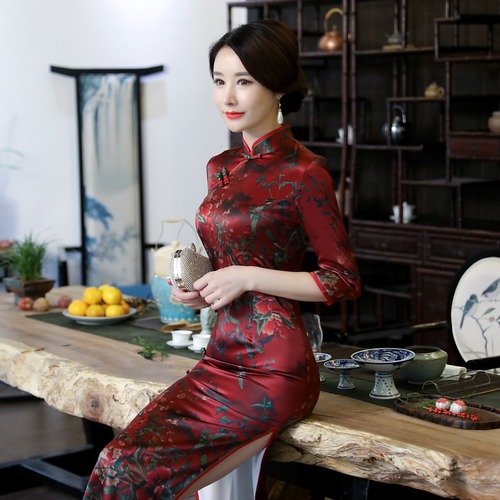 Chinese Dress Qipao for women Large long cheongsam dress with large size Robes chinoises