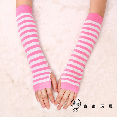 跨境專供萬聖節聖誕節手套 條紋長手套化妝舞會表演道具手套批發