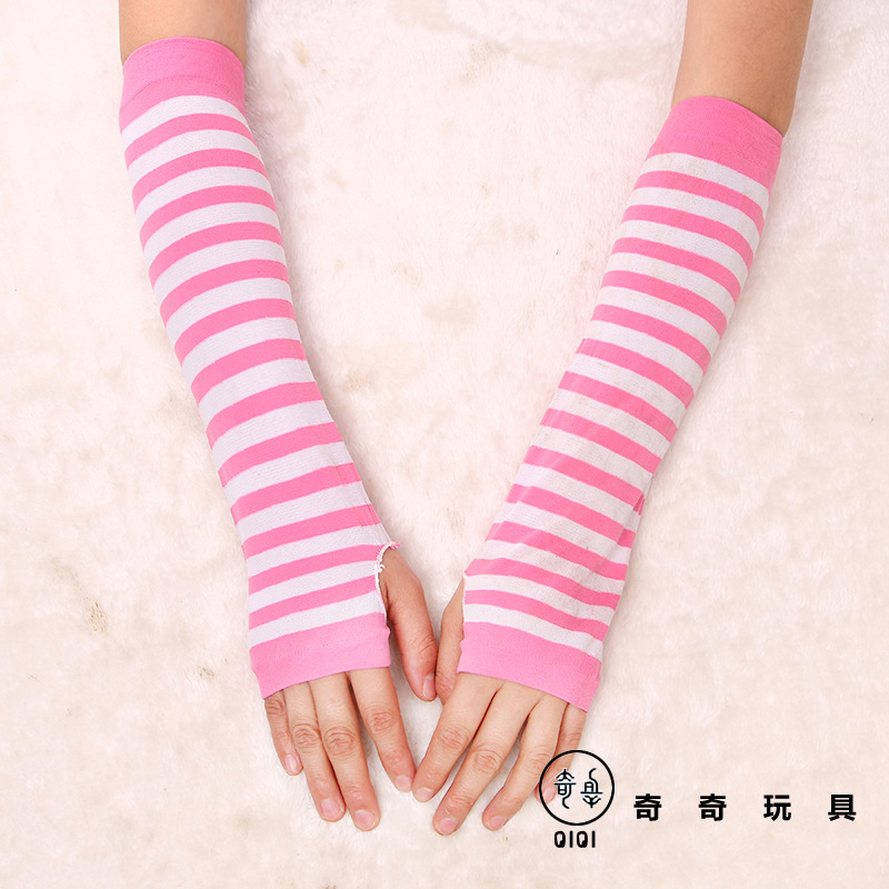 跨境專供萬聖節聖誕節手套 條紋長手套化妝舞會表演道具手套批發