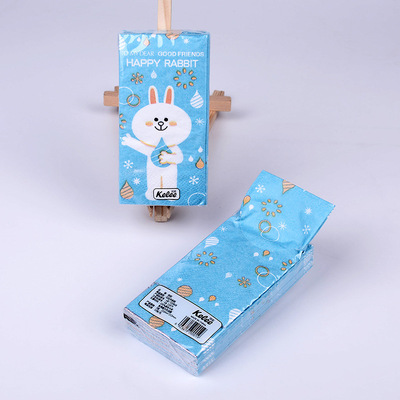 厂家直销原生木浆印花餐巾纸方形 彩色布朗熊可妮兔纸巾定做批发
