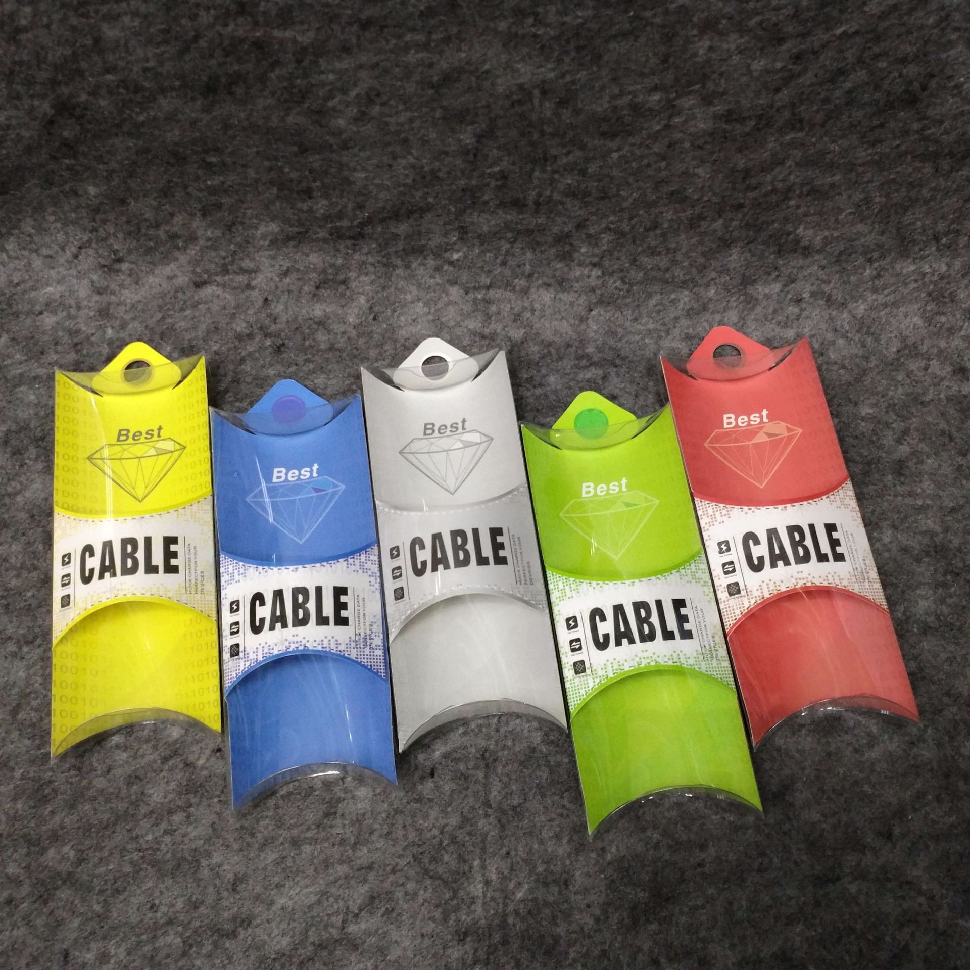 新款现货，数据线通用胶盒包装，五色可选，工厂直销，编号：M05