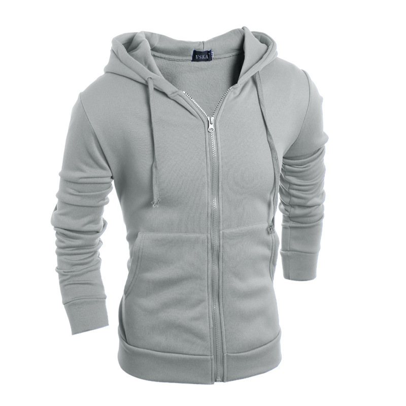 New men's simple basic hooded sweater youth solid color cardigan foreign trade slim all-match jacket wholesale tide