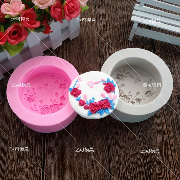 Molde de silicona 4 rosas molde de pastel fondant molde de silicona líquida jabón molde de jabón ventas directas de la fábrica