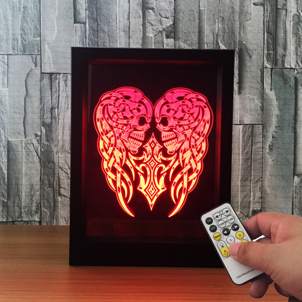 3d相框灯 创意相框灯 led相框灯惩罚面具骷髅头