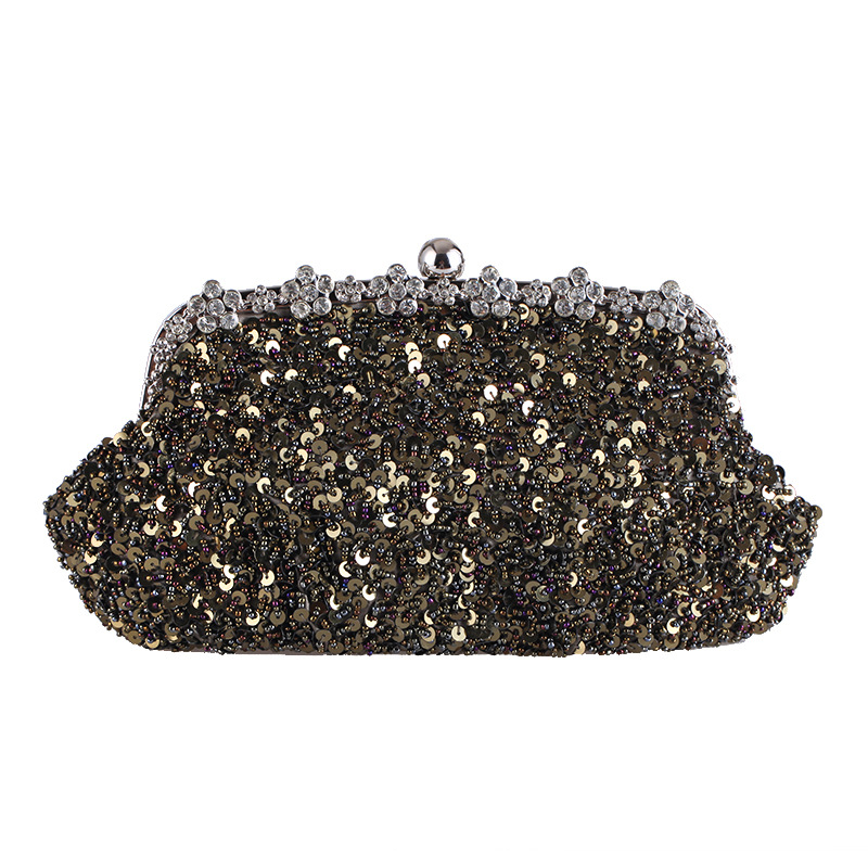 New Diamond-studded Sequins Handbags Gorgeous Big Red Bride Gift Gold Bag Retro Bag display picture 36