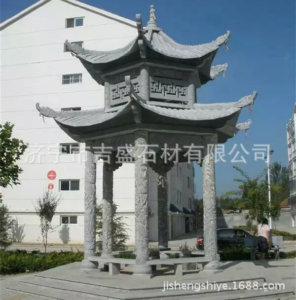 ，定做青石晚霞红欧式凉亭