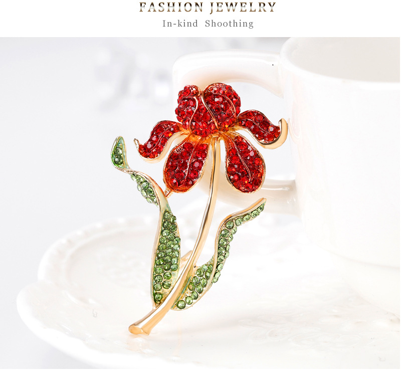 Temperament Alloy Diamond-studded Rhododendron Flower Brooch display picture 2