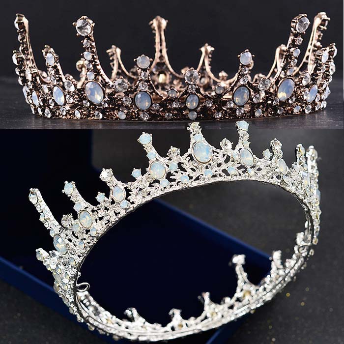 巴洛克复古高档大号圆形新娘皇冠新娘饰品精品头饰手工水晶婚饰