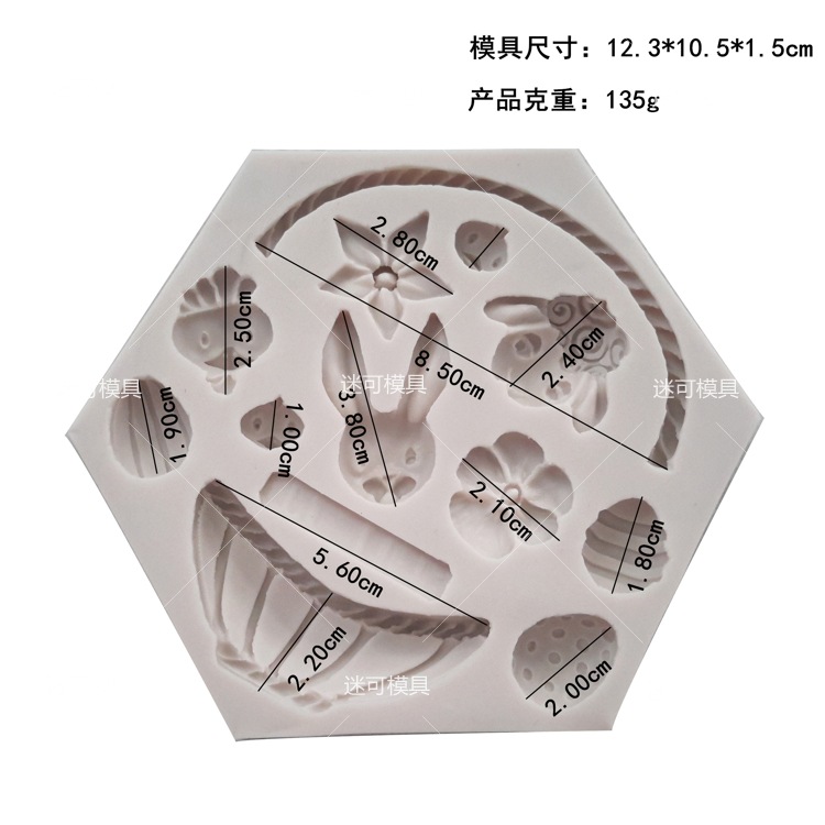 Fondant silicona flor azul molde de chocolate conejo huevo de Pascua flor pastel molde herramienta para hornear