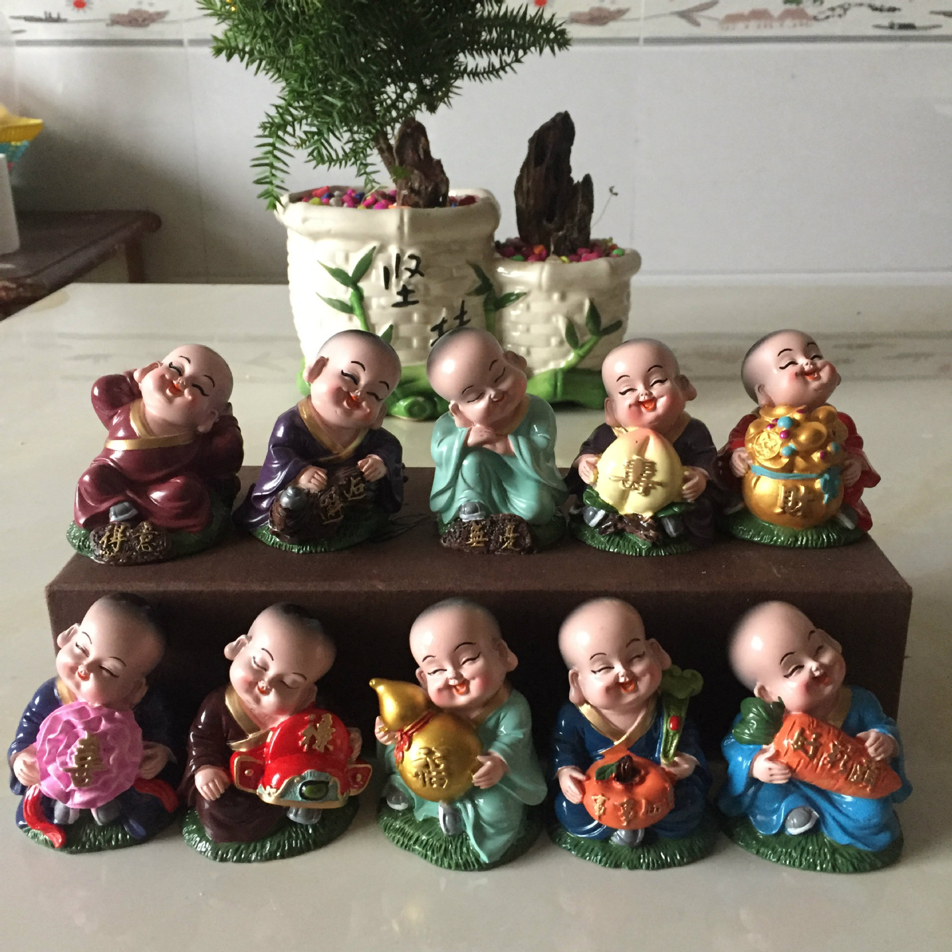 小和尚汽车摆件 福禄寿公仔树脂工艺品 摆件ZAKKA货家居摆件|ms