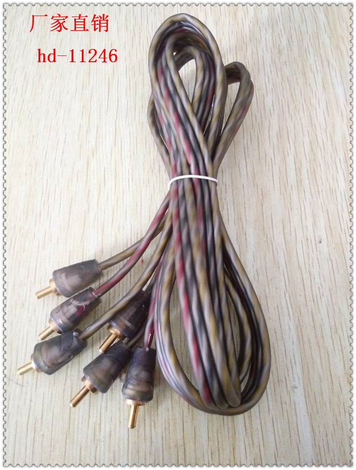 3.5mm莲花头、平头透明灰色线3RCA公对3RCA 公音响电脑耳机线