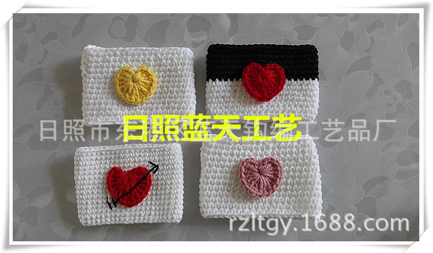 供应手工钩毛线杯套、钩织毛线花，钩针毛线花