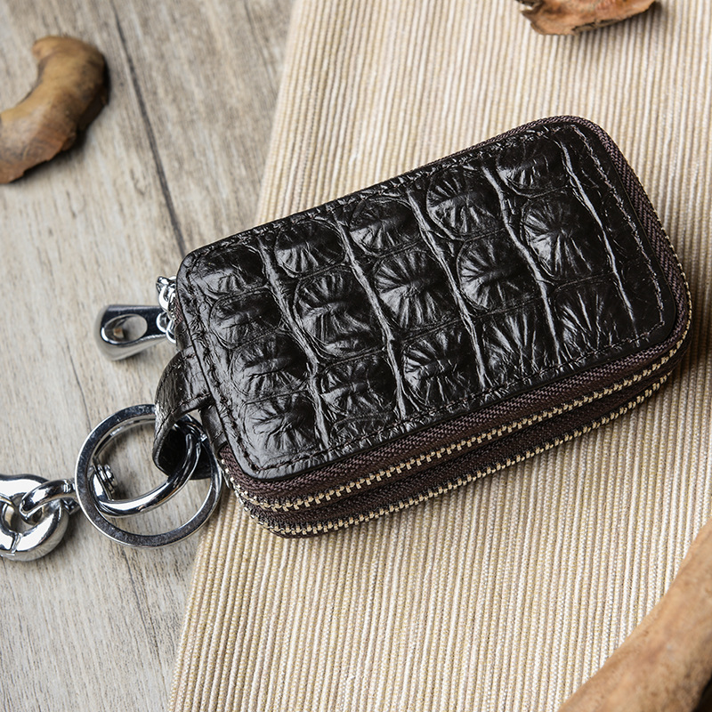 Caso clave patrón de cocodrilo cuero de las mujeres caja de la llave del coche de gran capacidad primera capa de piel de vaca de doble capa antirrobo puerta clave caso