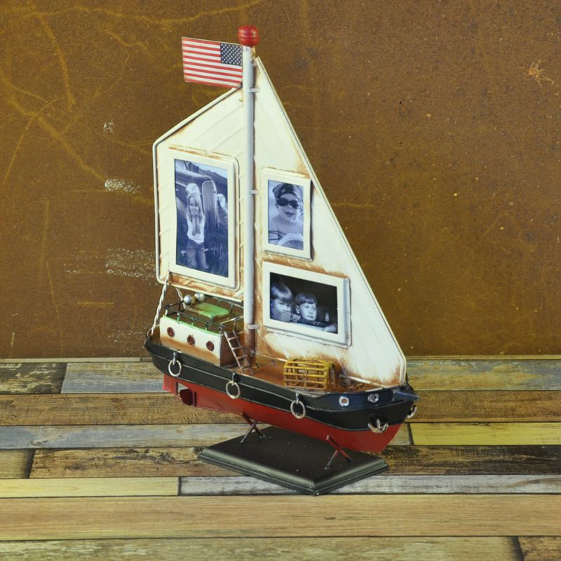 新款手工帆船照片墙 金属工艺品装饰 家居生日礼物摆件详情图3
