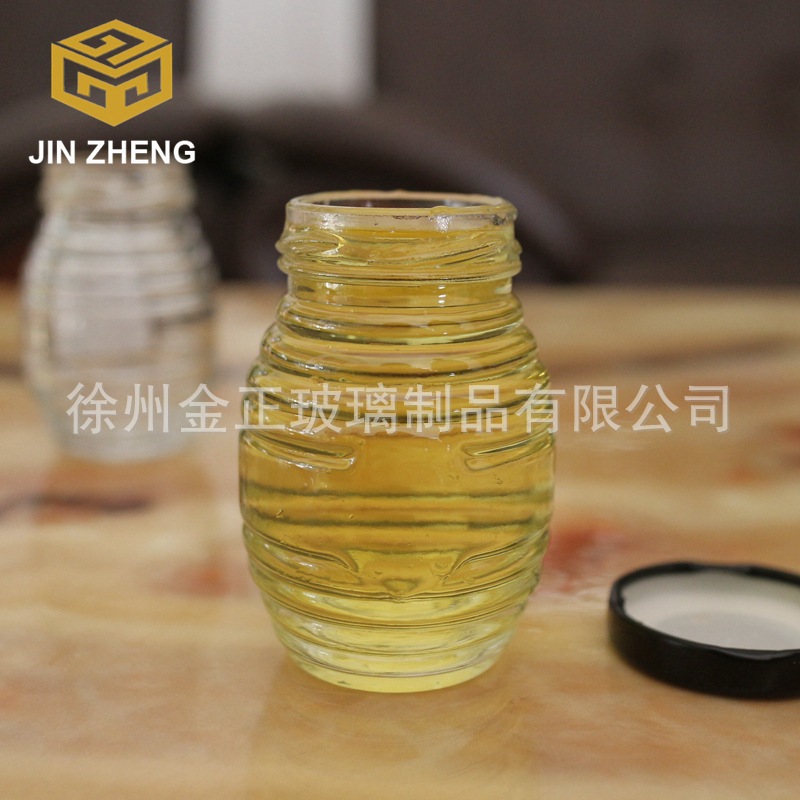 现货高白料带盖蜂蜜瓶 80ml横条纹密封空瓶子