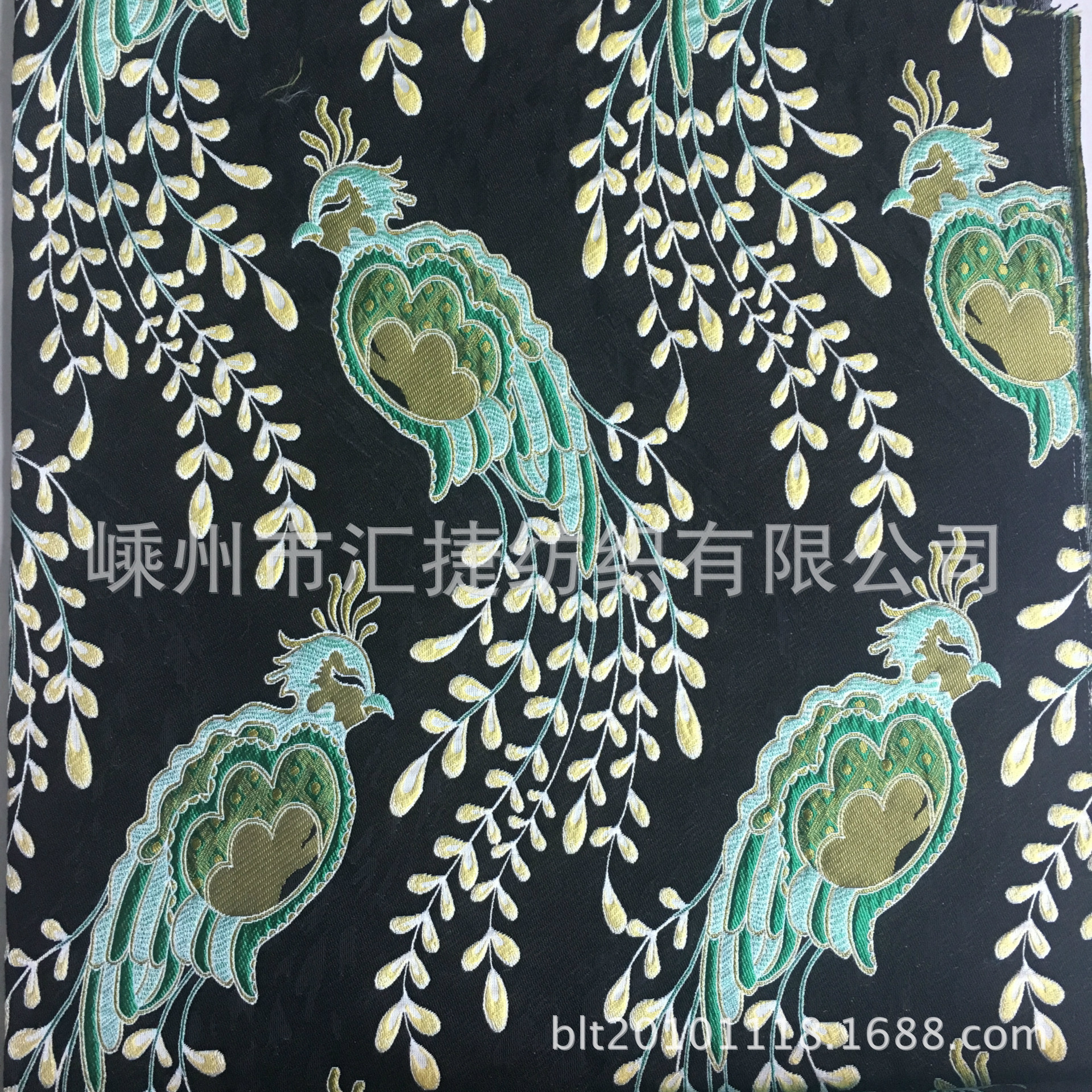 厂家供应色织提花面料高精密孔雀图案色织涤棉交织梭织提花面料