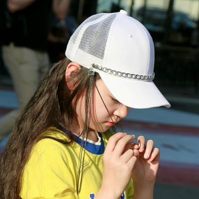 男女潮帽透气春夏季新款长链条棒球网帽亲子户外百搭帽子表演