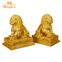 厂家直销古铜色狮子摆件一对北京狮宫门狮助运保平安家居风水摆件