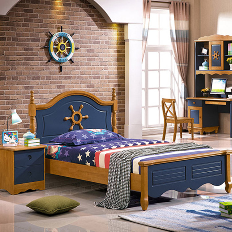 实木家具地中海实木床1.5米1.2米单人床儿童床卧室组合床厂家直销