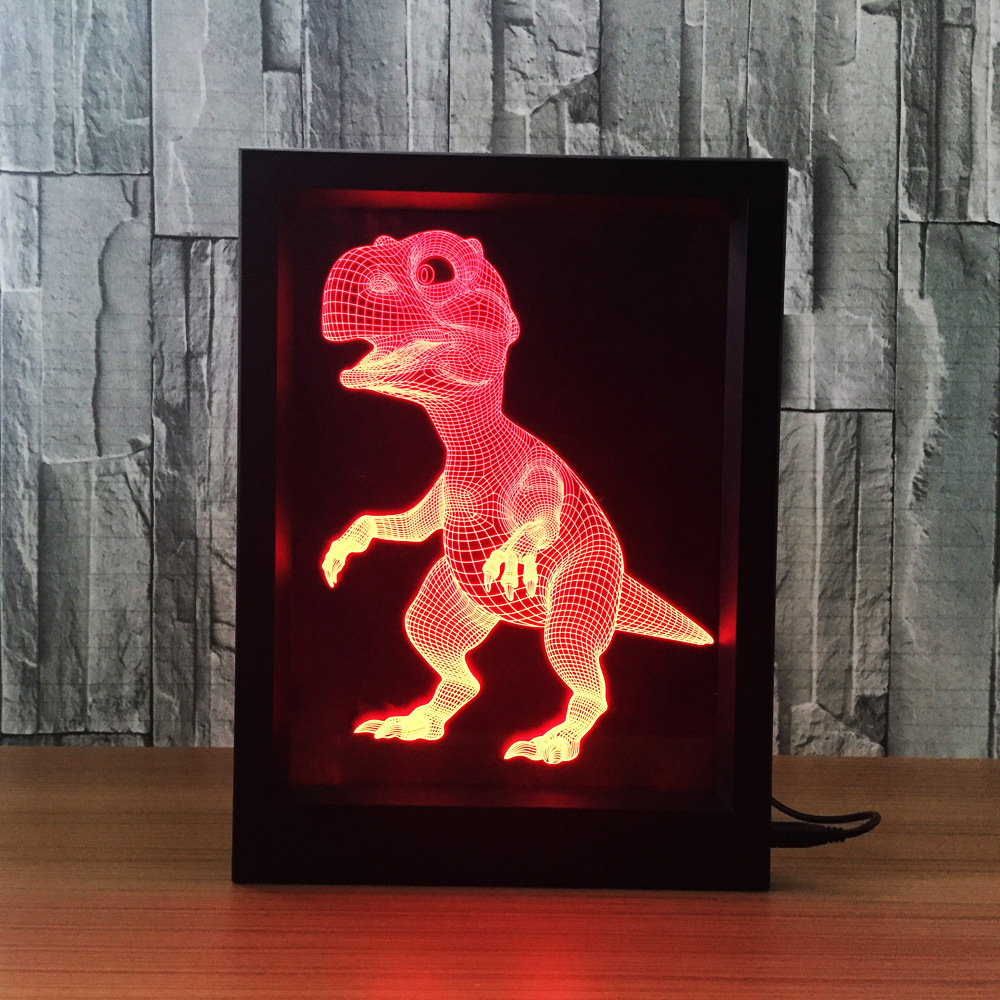 相框灯 创意3d灯 小恐龙乌龟猫头鹰海豚马头小夜灯