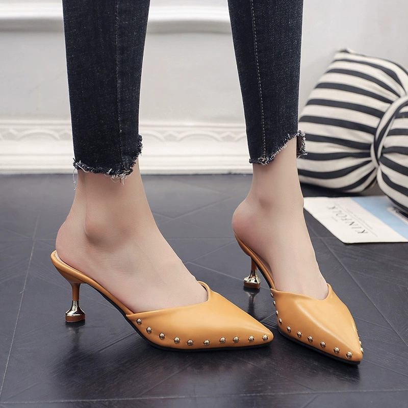Slide pointy toe high heels, shoes, 2017 trend, Korean style, for import