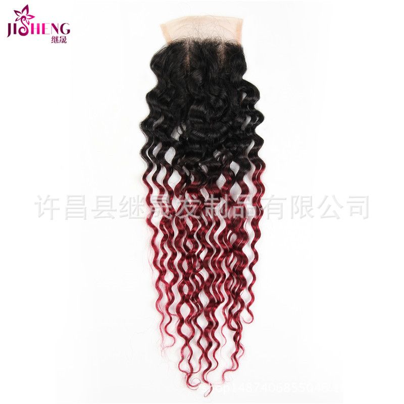 真人假发 human hair 2018假发 欧美 1B/99j发块 小卷发 4*4 发块|ms