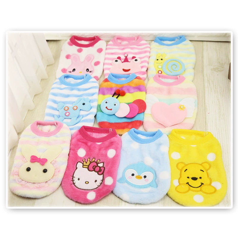 Flannel Cartoon Pet Sweater, Warm Plush Hairpin Design, Multi-Size (XXS–XL)