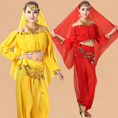 Belly dance clothing Indian dance performance clothing dance practice clothing belly dance suit new long-sleeved lantern sleeve suit
